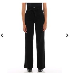 J Brand Sukey Black High-Waisted Wide-Leg jeans size 26 palazzo belted
